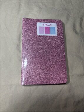 New Glitter Pink Notebooks Set of 3 - Sparkly Journals Diary